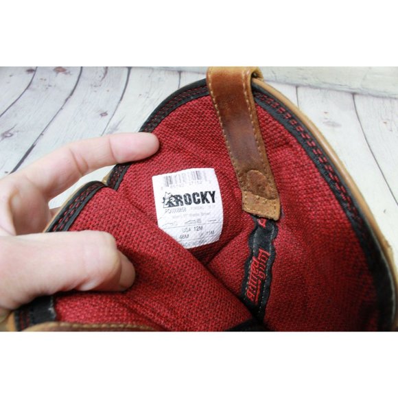 Rocky Brown Leather Pull On Mid Calf Western Cowboy Boots Size 12 M - Picture 9 of 10